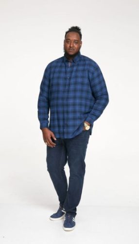 Duke Bruce nagyméretű kockás ing hosszú ujjú - Kék - 3XL