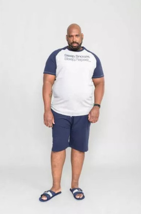 Duke Jervis1 nagyméretű pizsama kerek nyakú - Szürke/Kék - 5XL