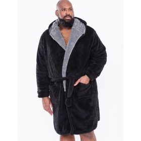 Duke nagyméretű plüss kapucnis köntös - Fekete - 4XL