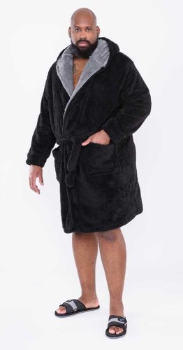 Duke  plüss kapucnis köntös - Fekete - 6XL