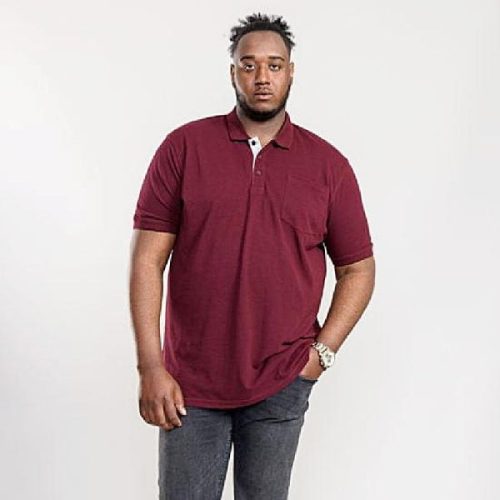 Duke Grant nagyméretű galléros póló -bordó - 5XL