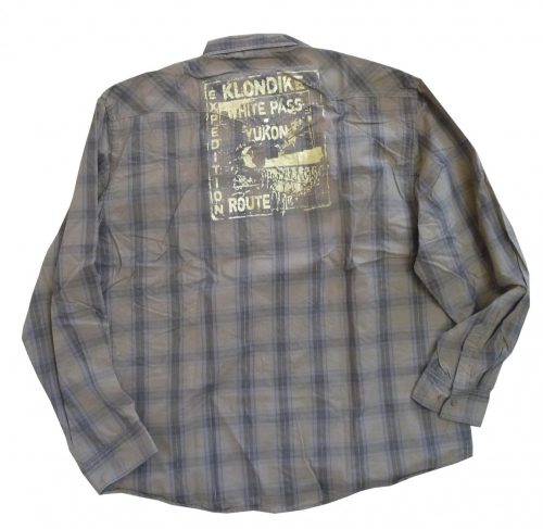 GCM  filmnyomott hosszú ujjú ing kockás - Drapp - 4XL