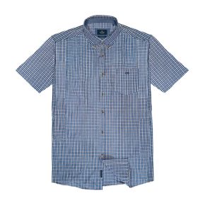Double kockás nagyméretű vászon ing  - Kék - 6XL