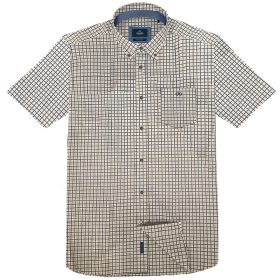 Double kockás nagyméretű vászon ing  - Bézs/Kék - 6XL