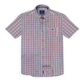 Double kockás nagyméretű vászon ing  - piros/kék - 6XL
