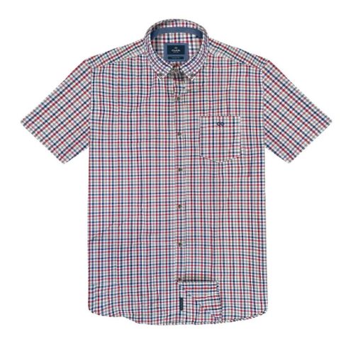 Double kockás nagyméretű vászon ing  - piros/kék - 6XL