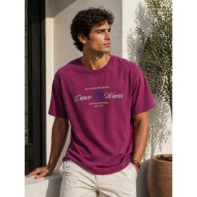 Double mintás nagyméretű póló - bordó - 6XL