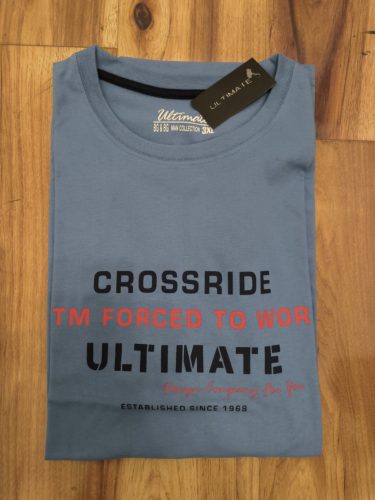 Ultimate nagyméretű mintás kereknyakú pamutpóló - kék - 3XL