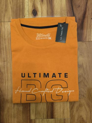 Ultimate nagyméretű mintás kereknyakú pamutpóló - narancs - 3XL