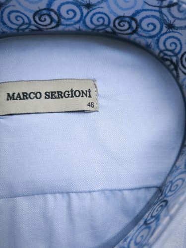 Marco Sergioni  hosszú ujjú ing - világos kék - mintás nyakú - 54