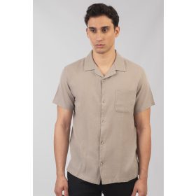 Double nagyméretű rövidujjú  lenes ing - drapp- 8XL