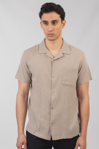 Double nagyméretű rövidujjú  lenes ing - drapp- 9XL