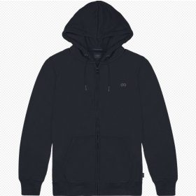 Double kapucnis cipzáros nagyméretű pulóver - kék - 7XL