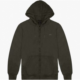 Double kapucnis cipzáros nagyméretű pulóver -khaki - 7XL
