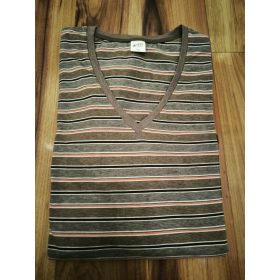   Pizsama nagyméretű "V" nyakú pamut rövidujjú - barna - 7XL