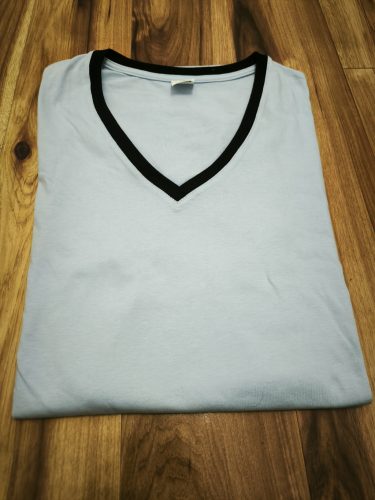 Pizsama nagyméretű "V" nyakú pamut hosszú ujjú - Világoskék - 7XL